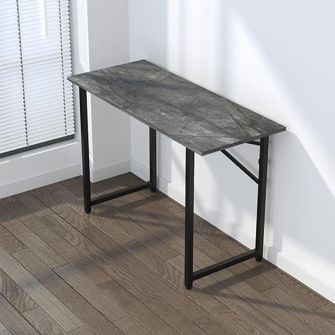 Lutown-Teen Folding Computer Desk 47 inch Writing Gaming Computer Camping Table, No Assembly Required Home Office Desk, Grey