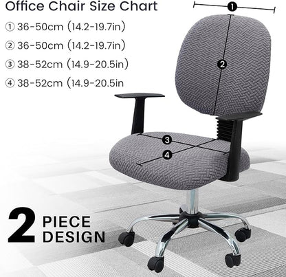 MIFXIN Computer Office Chair Cover Stretch Elastic Slipcover 2 Piece Stretchable Jacquard Computer Chair Seat Covers Furniture Protector for Office Home, Only Covers NO Chair (Grey)