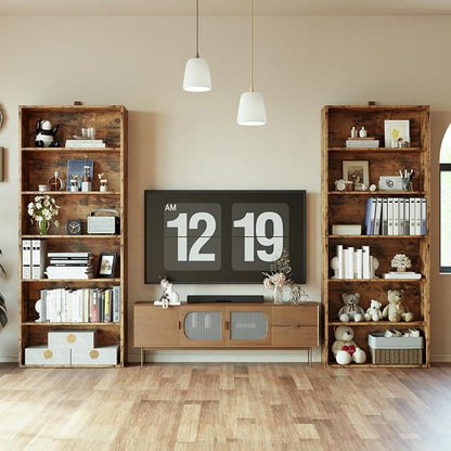 IRONCK Bookshelves and Bookcases Set of 2 Floor Standing 6 Tiers Display Storage Shelves 70 in Tall Bookcase Home Decor Furniture for Home Office, Living Room, Bed Room