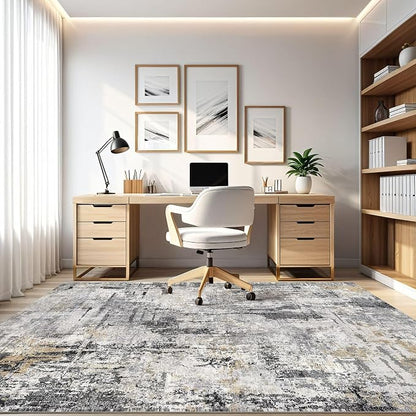 10x14 Area Rugs Living Room: Washable Large Abstract Soft Stain Resistant Indoor Floor Rugs Non-Slip Accent Carpet for Bedroom Nursery Playroom Office Dining Room Home House- Gray Beige