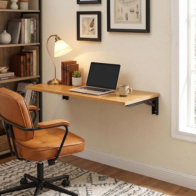 Need Wall Mounted Table - Heavy Duty Small Fold Down Desk Length 36" Width 20" Perfect Addition to Garage & Shed/Home Office/Laundry/Home Bar/Kitchen & Dining Room AC15BB(9050)