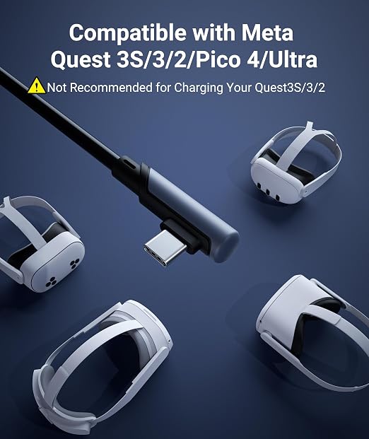 Syntech Link Cable 16 FT Compatible with Oculus/Meta Quest 3/Meta Quest 3S, Quest2/Pro/Pico 4/Ultra Accessories and PC/SteamVR, High Speed PC Data Transfer, USB 3.0 to USB Cable for VR Headset, Black
