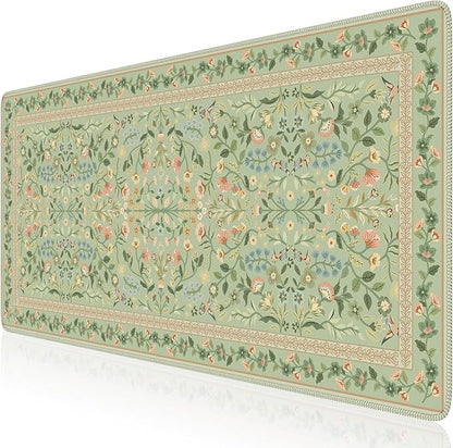 iCasso Desk Mat for Keyboard and Mouse, Large Mouse Pad, Desk Pad Mat, Anti-Slip Big Mousepad with Stitched Edges for Computer Desktop(Light Green)