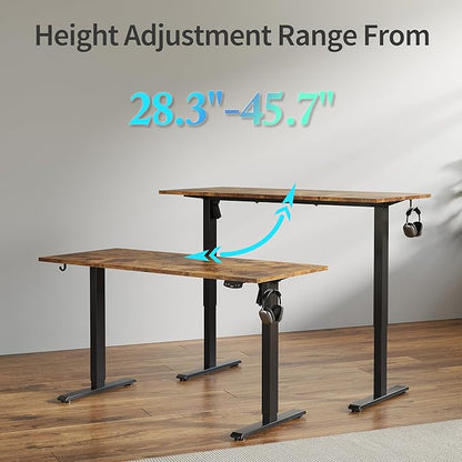 Agilestic Electric Standing Desk, 63 x 24 Inches Height Adjustable Desk, Sit Stand up for Work Office Home, Ergonomic Rising Computer Table with Memory Preset, Rustic Brown