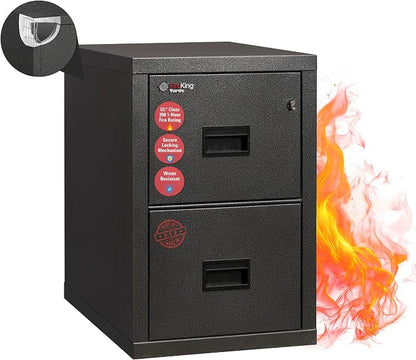 FireKing Turtle Vertical 2 Drawer Legal and Letter Fire Safe File Cabinet with Key Lock, 1 Hour Fire Rated, UL Rated & Water Resistant Home Safe, Filing Cabinet, Made in the USA, Black