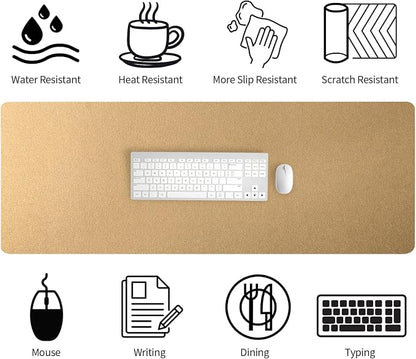 Bloss Gold Leather Desk Mat 47.2" x 16.9", Large Keyboard Pad for Desk, Desk Matt for Desktop, Waterproof Desk Pad Mat, Computer Mat for Office/Home/Decor