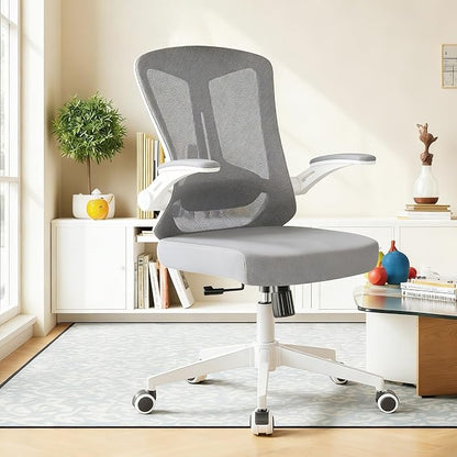 Ergonomic Office Chair - 350LB Comfy Desk Chairs with Lumbar Back Support, Mesh Computer Chairs with Wheels and Arms for Home Office, Study (Gray-Without Headrest)
