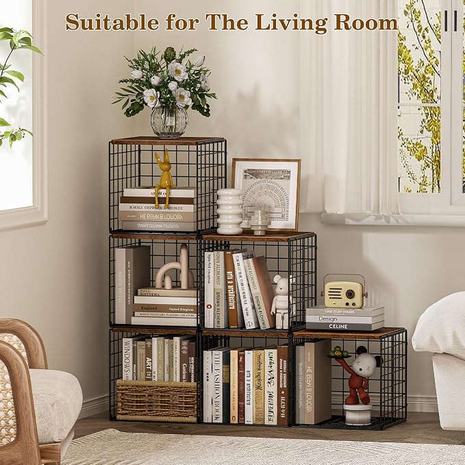Dmevkic 2 Cube DIY Stackable Small Bookcase,Bookshelf for Small Spaces,Cube Storage Organizer for Living Room, Bedroom, Home Office,12.2" x 12.2" x 12.2"
