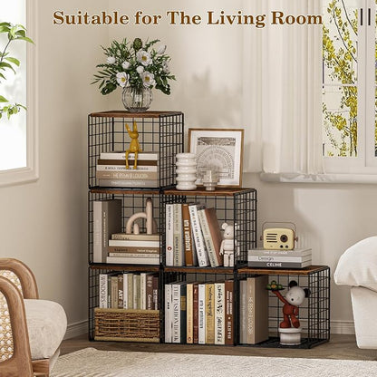 Dmevkic 2 Cube DIY Stackable Small Bookcase,Bookshelf for Small Spaces,Cube Storage Organizer for Living Room, Bedroom, Home Office,12.2" x 12.2" x 12.2"