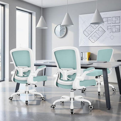 FelixKing Office Chair, Ergonomic Desk Chair Breathable Mesh Chairs Adjustable High Back Lumbar Support Flip-up Armrests, Executive Rolling Swivel Comfy Computer Chairs Home Office Light Blue