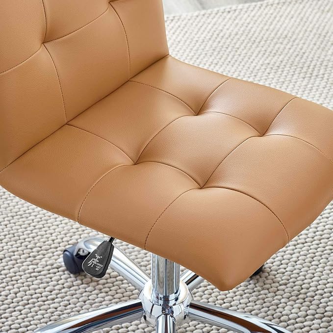 Modway Prim Ribbed Armless Mid Back Swivel Conference Office Chair In Tan