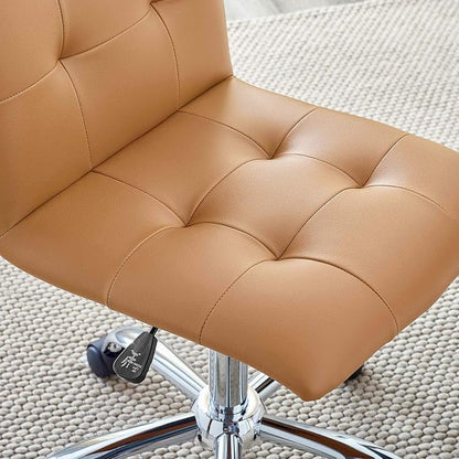 Modway Prim Ribbed Armless Mid Back Swivel Conference Office Chair In Tan