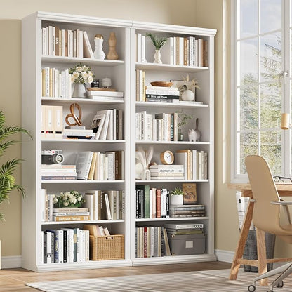Rresyet Bookcase and Bookshelves, 28" W Tall Bookshelf with Elegant Design, 6 Tiers Spacious Book Storage, Freestanding Book Organizer, Display Library Shelf for Home Office, Living Room & Study Room