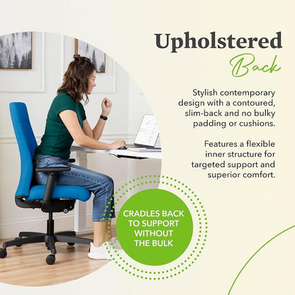 HON Ignition 2.0 Ergonomic Office Chair with Adjustable Arms, Advanced Synchro‑Tilt Recline, Upholstered Desk and Computer Chair for Home Office or Workstation, Black Frame, Fog