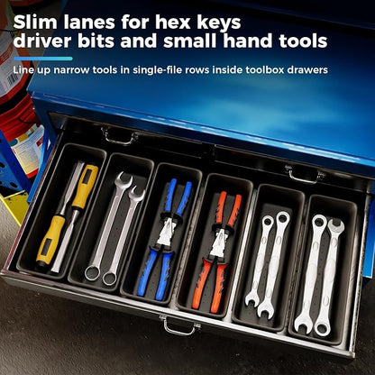 8 PCS Medium Tool Box Organizer Trays & Desk Drawer Organizer Bins for Toolbox and Workbench, Slim Tray Dividers for Hex Keys, Driver Bits, Small Hand Tools and Desk Supplies (M_8PCS_Black)
