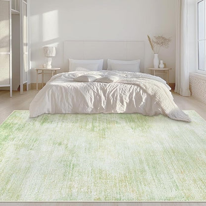 Area Rugs 5x7 Living Room: Washable Rug Modern Abstract Rugs Soft Non Slip Neutral Rug Stain Resistant Indoor Carpet for Bedroom Kitchen Dining Room Nursery Home Office Rugs(Green,5'x7')