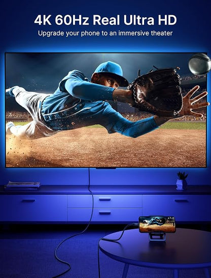 JSAUX USB C to HDMI Cable 3.3ft | 4K@60Hz USB 3.1 Type C to HDMI 2.0 Cord, Compatible with Thunderbolt 3/4, iPhone 17/Pro/Pro Max,16/Pro/Pro Max, MacBook Pro/Air, Galaxy S8 to S24, iPad Pro,iMac-Black