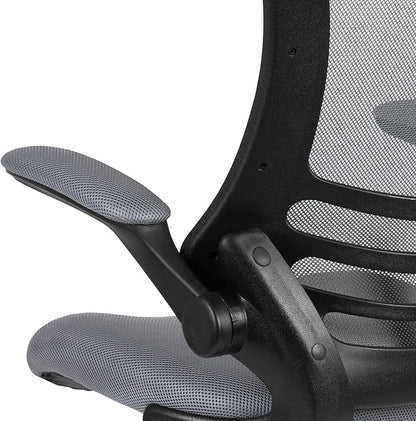 Flash Furniture Kelista Mid-Back Swivel Office Chair with Adjustable Seat Height, Ergonomic Mesh Desk Chair with Flip-Up Armrests, Dark Gray