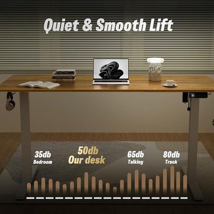 ERGOMAKER 55" Electric Standing Desk, Adjustable Height, Sit Stand Up Desk for Home Office & Computer Workstations, Memory Controller, Light Rustic Brown