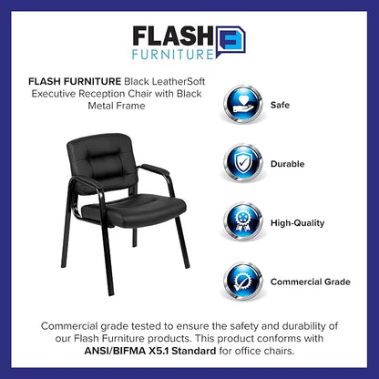 Flash Furniture Darwin Flash Fundamentals LeatherSoft Executive Reception Chair, Modern Tufted Lounge Chair for Living Room or Office, Black