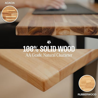 COREMINDED Solid Wood Desk Table Top – Pre-Finished 1.2” Thick Tabletop - Universal Fit for Standing Desks, Countertops & Workstations (48" x 24", Rubberwood)