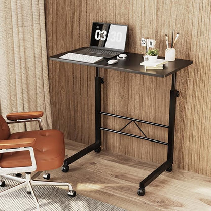 VINGLI Computer Workstation, Standing Desk Adjustable Height, Small Computer Desk w/Rolling, Sit Stand Laptop Desk TV Tray Computer Workstation for Bed Sofa Hospital Reading Eating, 31.5", Black