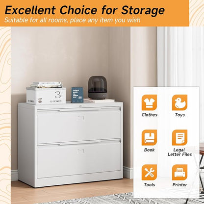 Bestoo 2 Drawer File Cabinet with Lock, Metal Lateral Filing Cabinet, File Cabinets for Home Office, Office Cabinet for Hanging Files Letter/Legal/F4/A4 Size