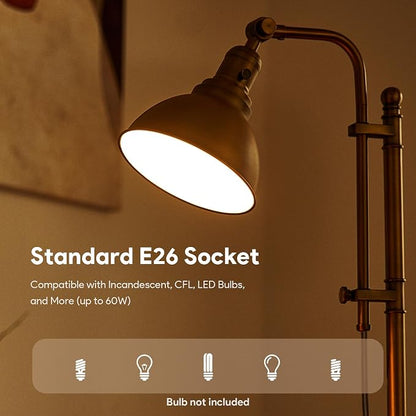 VONLUCE Rustic Desk Lamp Brass Adjustable, Industrial Style Metal Task Lamps 25"-29", Vintage Work Light, Farmhouse Reading Lamp in Brushed Brass Finish, ETL Certificate