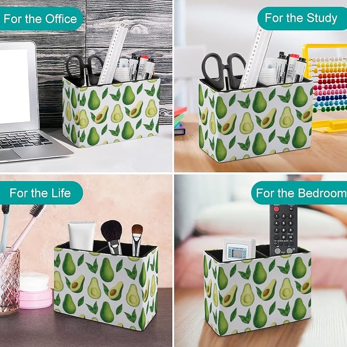 Niapessel Pencil Holder for Desk, Avocado Pen Holder Storage Desktop Pen Organizer Desk Pencil Organizer Makeup Brush Holder for Office School College Leather
