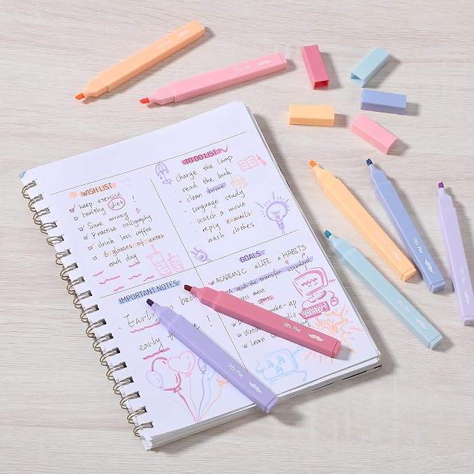 Mr. Pen- Aesthetic Highlighters No Bleed, 8 Pack, Assorted Colors | Chisel Tip, Cute Highlighters Assorted Colors for Journaling, Highlighting, Underlining, Fast Dry, Back to School Supplies