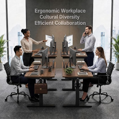 Grandder 47x32 Large Electric Standing Desk, Height Adjustable Computer Desk with 2 Memory Presets, 31.5" Deep Desktop Sit Stand Desk Home Office Desk Workstation Table with Hooks, Walnut