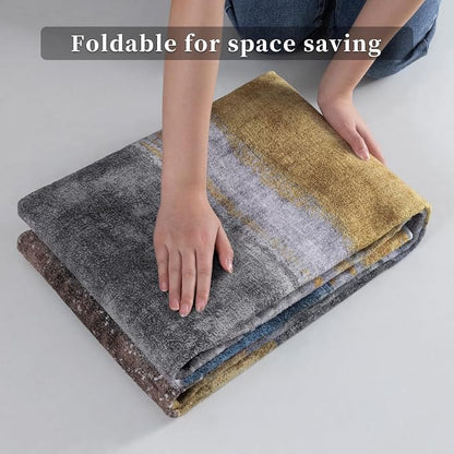 Ciicool Modern Abstract Yellow Grey Rug for Living Room, 8'x10' Machine Washable Area Rug Non-Slip Rug, Low-Pile Contemporary Indoor Dining Floor Carpet for Bedroom Office Under Table Home Decor