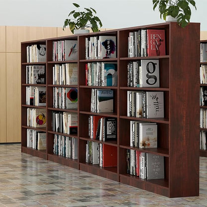 Farini 60 Inch Tall Bookcase,5 Shelf Bookshelves,Adjustable Bookshelf for Home Office,Cherry