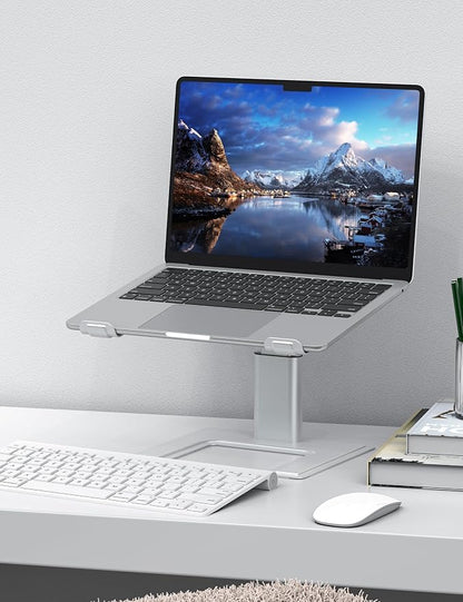 ALASHI Laptop Stand for Desk, Computer Stand Adjustable Height, Ergonomic Notebook Laptop Riser, Aluminum Metal Holder Compatible with 10 to 17.3 Inches Notebook PC Computer, Silver