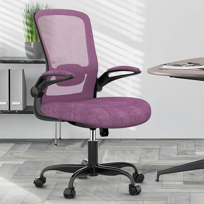 Mimoglad Office Chair, Ergonomic Desk Chair with Adjustable Lumbar Support, High Back Mesh Computer Chair with Flip-up Armrests-Task Chairs, Executive Chair for Home Office