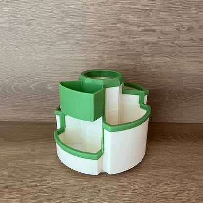 Pencil Holder for Desk Rotating Pen Organizers Green Small Desktop Organizer Desk Storage Caddy Ideal for Office, Home, School,Classroom (White & Green)