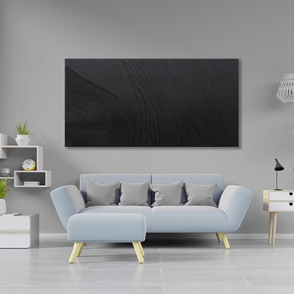 Canvas Wall Art Decor Modern Textured Wall Art Decor Canvas Art Wall Decor Black Silence Wall Painting Decorations Artwork Wall Art Prints for Room Living Room Bedroom Office Decor 24"X48"