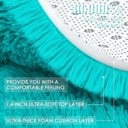 OLANLY 9x12 Machine Washable Large Area Rugs for Living Room, Bedroom, Soft Fluffy Shaggy Bedside Rug, Indoor Floor Carpet for Kids Girls and Boys, Dorms, Nursery, Home Decor Aesthetic, Teal Blue
