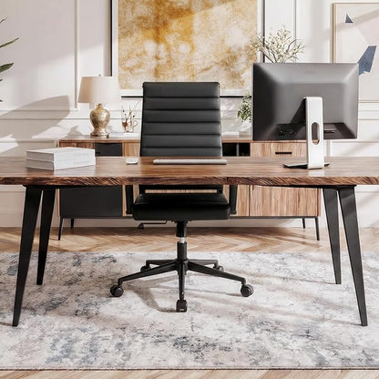 Okeysen Office Desk Chair Conference Room Chairs Modern Ergonomic Executive Swivel Chair Adjustable Height PU Leather Home Desk Chairs with Armrests Comfy Computer Task Chairs with Wheels (Black)