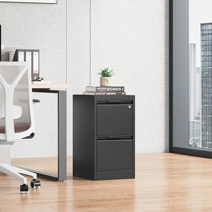 Bestoo File Cabinet, 2 Drawer Filing Cabinet with Lock, Vertical Filing Storage Cabinet for Home Office, Metal File Cabinets, Office Storage Cabinet for Letter, Legal, A4, File Folders