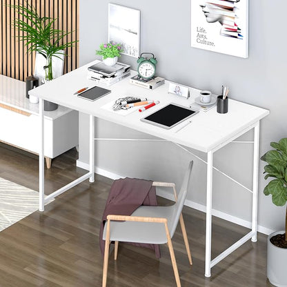 Small Space Writing Desk with Headphone Hooks, Modern Simple Design, Suitable for Study, Home Office and Living Room