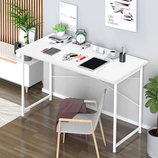 Small Space Writing Desk with Headphone Hooks, Modern Simple Design, Suitable for Study, Home Office and Living Room