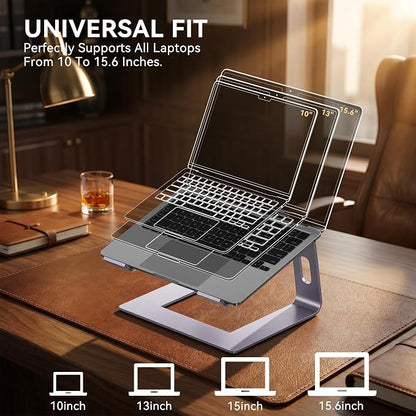 SOUNDANCE Laptop Stand, Aluminum Computer Riser, Ergonomic Laptops Elevator for Desk, Metal Holder Compatible with 10 to 15.6 Inches Notebook Computer, Purple