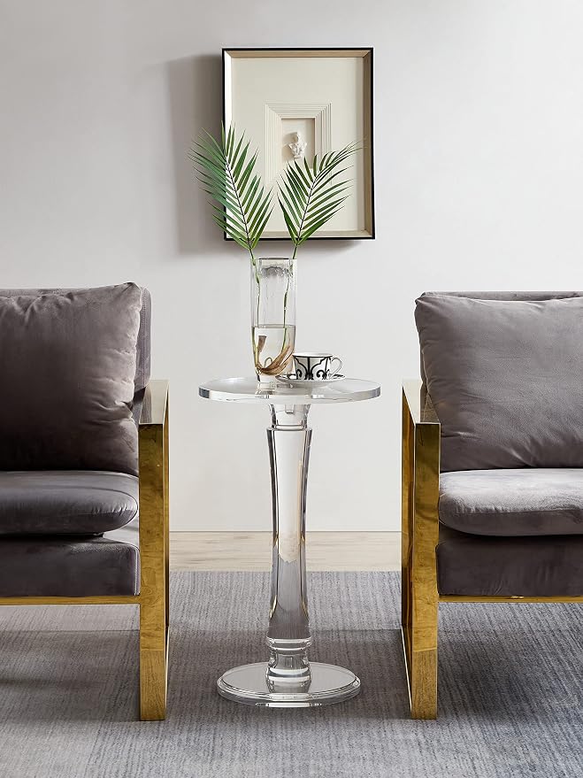 Artmaze Clear Acrylic End Table,Drink Table,for Office, Living Room and Bedroom, 15x15 inch，25.2 inch High