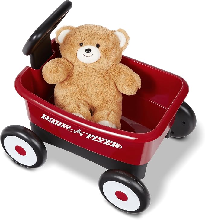Radio Flyer Push & Pull Walker Wagon with Teddy Bear, Red, for Kids 1-4 Years Old, Locking Handle for Stability, Baby Push Walker Converts to Pull Wagon, for Indoor & Outdoor Play, Amazon Exclusive
