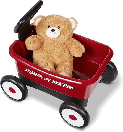 Radio Flyer Push & Pull Walker Wagon with Teddy Bear, Red, for Kids 1-4 Years Old, Locking Handle for Stability, Baby Push Walker Converts to Pull Wagon, for Indoor & Outdoor Play, Amazon Exclusive