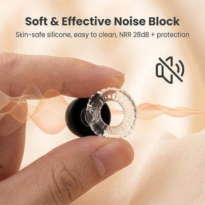 Ear Plugs for Noise Reduction – Reusable Silicone Earplugs with Filter Technology for Sleeping, Travel, Focus, Concerts & Motorcycling Ear Plug +8Tip (Round Transparent)