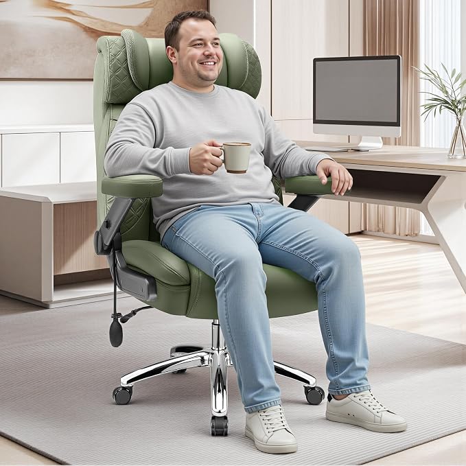 Big and Tall Office Chair, Desk Computer Chair for Heavy People, Oversized Executive Gaming Chair, Extra Wide 500LBS Ergonomic Comfy Office Chair with Adjustable Lumbar Support & 5D Flip Arms