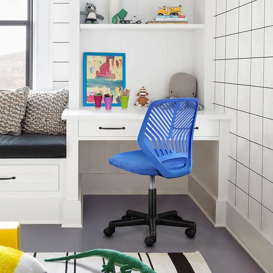 Topeakmart Armless Office Chair Mid Back Mesh Desk Chair Adjustable Height with Lumbar Support for Small Spaces, Blue