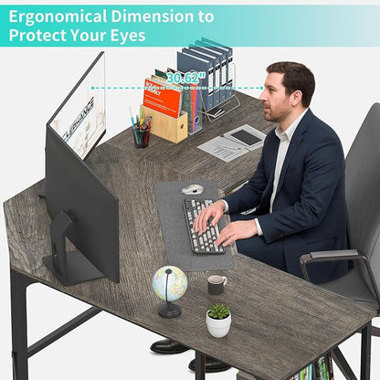 Elephance Large L-Shaped Computer Desk with Shelves, Corner Desk, Home Office Writing Workstation, Gaming Desk PC Latop Table with Storage